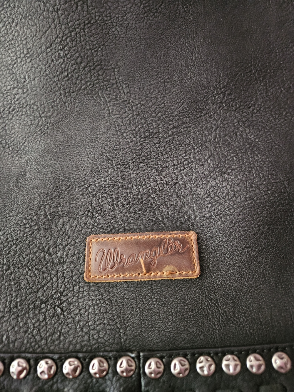 Wrangler Black Studded Shoulder Bag with Silver Accents - Picture 4 of 5
